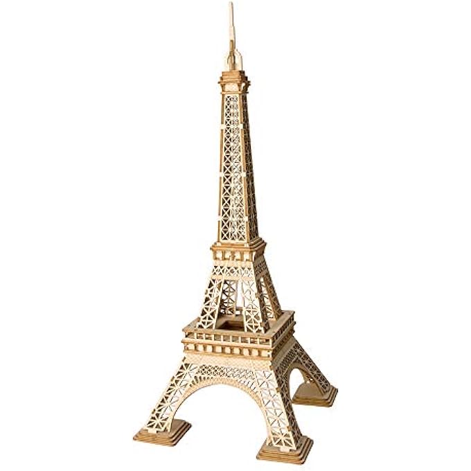 DIY 3D WOODEN PUZZLE  EIFFEL TOWER BUILDINGS LASER CUT ASSEMBLY MODEL KIT BRAIN TEASER PUZZLES EDUCATIONAL STEM TOY ADULTS AND TEENS TO BUILD SAFE AND NON-TOXIC PREMIUM WOOD TG501 - Image 1
